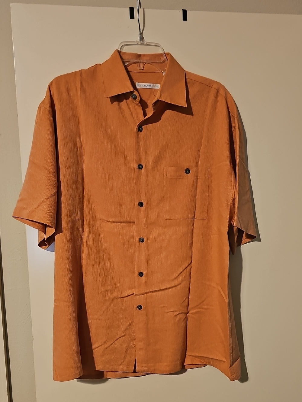 Moda Campia Orange Short-Sleeve Button-Down Shirt